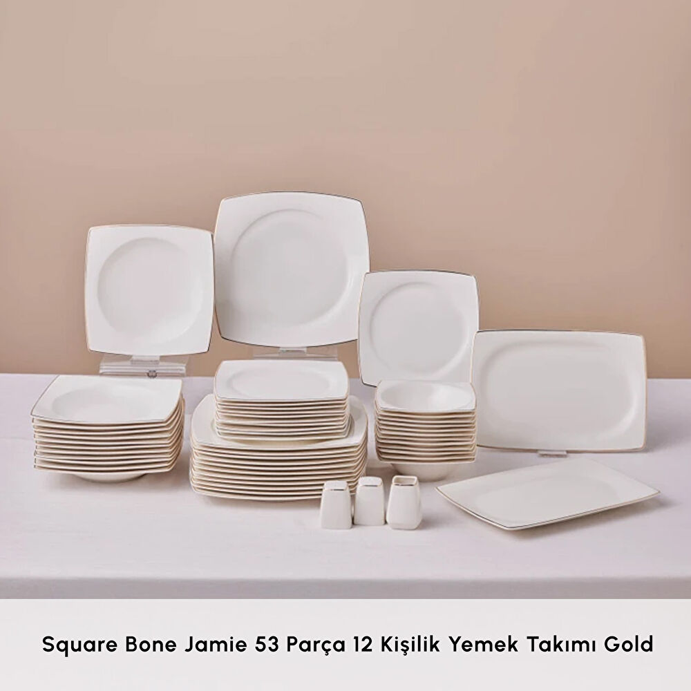 Karaca Square Bone Jamie 53 Parça 12 Kişilik Yemek Takımı Gold - 2