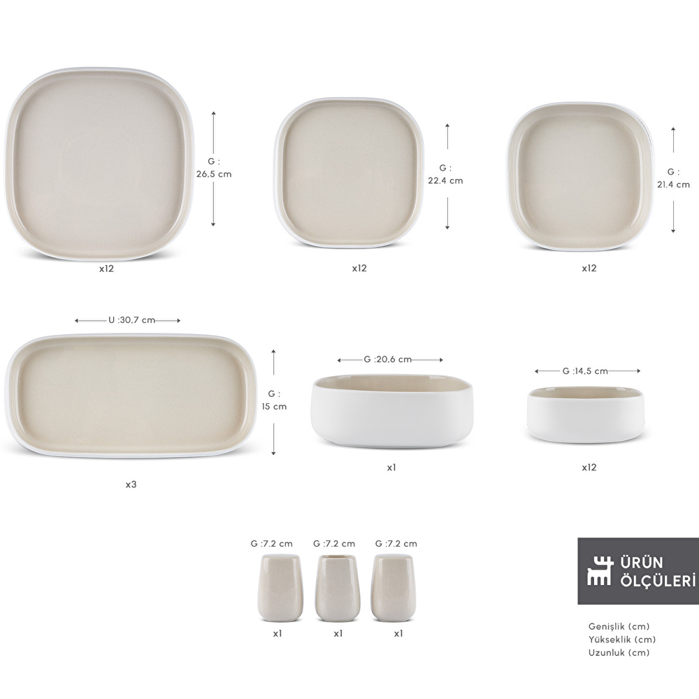 Karaca Earth Collection Cupid Beige 55 Parça 12 Kişilik Yemek Takımı - 1