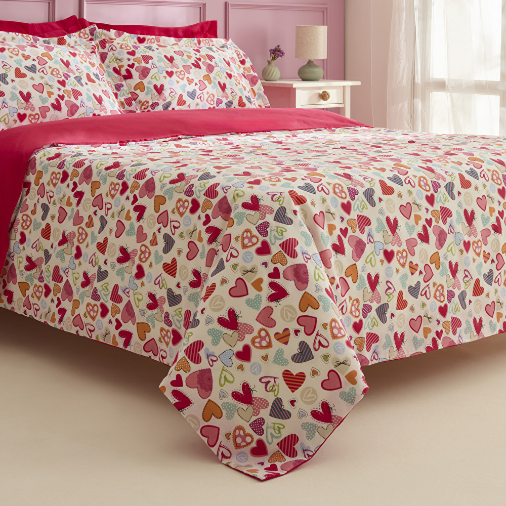 Sarah Anderson Amour Glow Kalp Desenli Tek Kişilik Nevresim Takımı Multicolour - 1