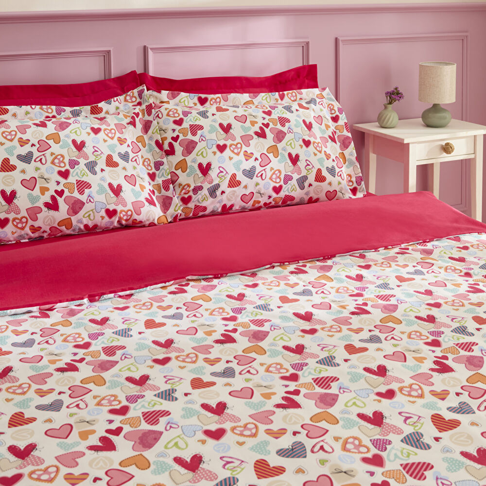 Sarah Anderson Amour Glow Kalp Desenli Tek Kişilik Nevresim Takımı Multicolour - 2