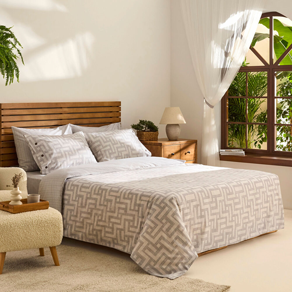 Kaşmir Home Sorento %100 Pamuk Çift Kişilik Nevresim Takımı Gri - 1