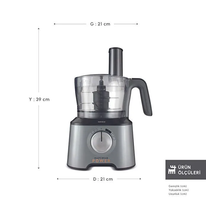 Karaca Mastermaid Power Multifunctional 10 in 1 Mutfak Robotu 2000W Galaxy Grey