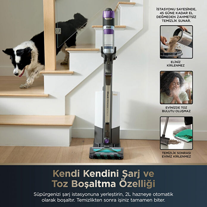 Shark PowerDetect Clean ve Empty Auto-Empty Sistemli Pet Başlıklı Şarjlı Dikey Süpürge - 3