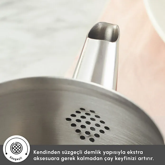 Adelya İndüksiyon Tabanlı Mini Boy Metal Çaydanlık Takımı - 4