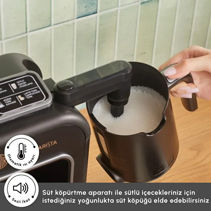 Karaca Hatır Plus Barista 6 in 1 Latte Cappuccino ve Közde Türk Kahve Makinesi Black Silver - 4