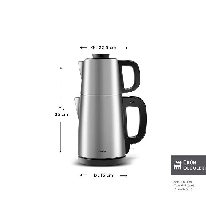 Karaca Tea Break 2 in 1 Su Isıtıcı Çelik Çay Makinesi Inox Siyah - 3