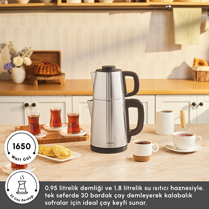 Karaca Tea Break 2 in 1 Su Isıtıcı Çelik Çay Makinesi Inox Siyah - 4