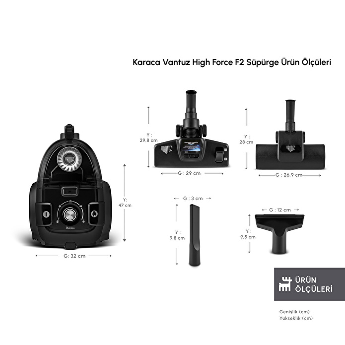 Karaca Vantuz High Force F2 Matte Black Silver Elektrikli Süpürge - 2