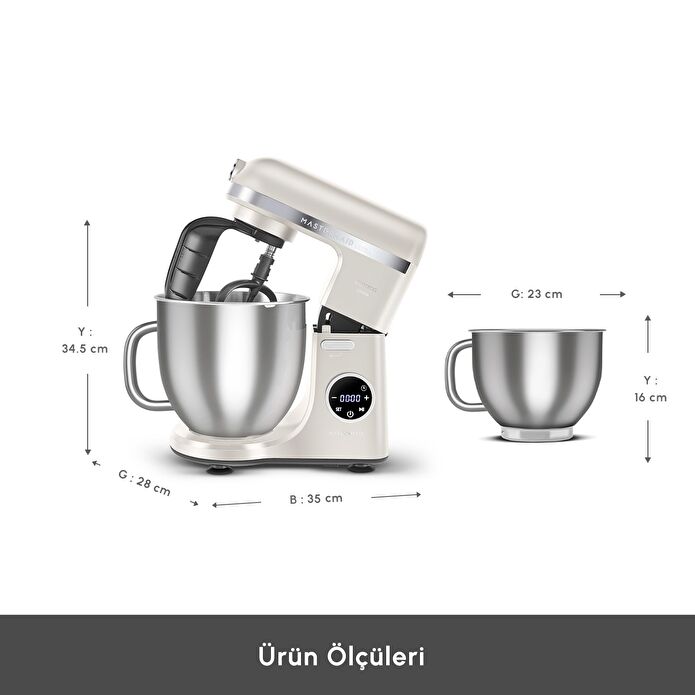 Karaca Mastermaid Chef Ultra D2000W Dijital Ekranlı Hamur Yoğurma Makinesi Starlight 7L - 4