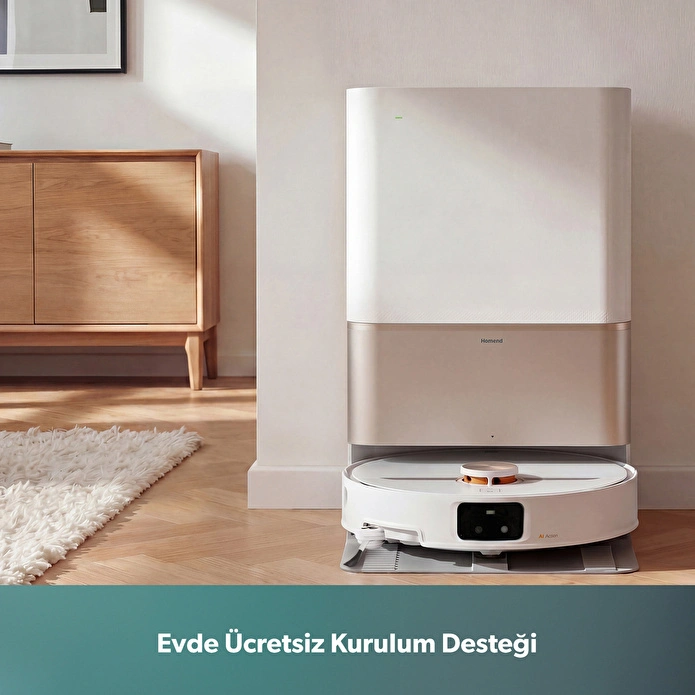 Homend Alex 50 Pro Ulticlean AI Destekli Akıllı Robot Süpürge 28000 Pa Emiş Güçlü Beyaz - 3