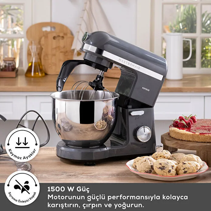Karaca Mastermaid Chef Pro Çift Kollu Hamur Yoğurma Makinesi Space Gray 1500 W 5L - 3