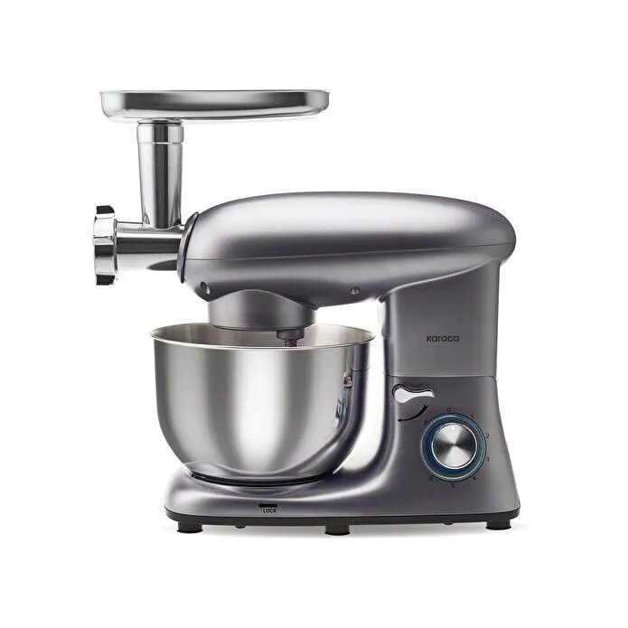 Karaca Multichef Kıyma Çekme /Sucuk-Sosis/İçli Köfte Aparatlı Hamur Yoğurma Makinesi Antrasit 1900W 5,5L - 3